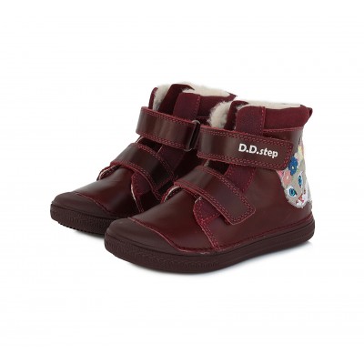 D.D. step dievčenská detská celokožená zimná obuv W049-63 Raspberry